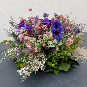 coussin rond deuil violet